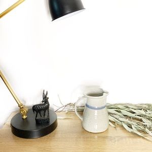 Vintage Handthrown Pottery Pitcher Speckled Grey